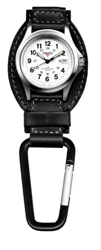 Watch Company 35526 Leather Hanger Backpacker Clip Watch - Black
