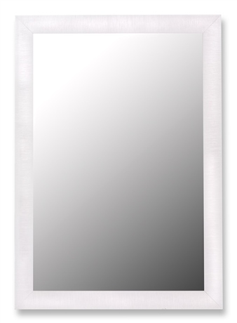 270600 27x37 Nuevo Glossy White And Petite Ribbed Mirror