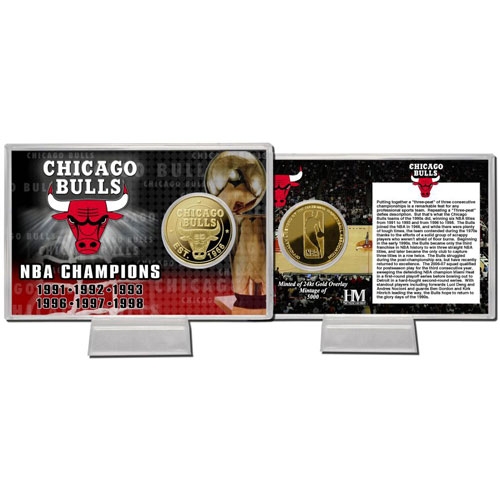 Highland Mint CBTHGCCK Chicago Bulls Team History 24KT Gold Coin Card