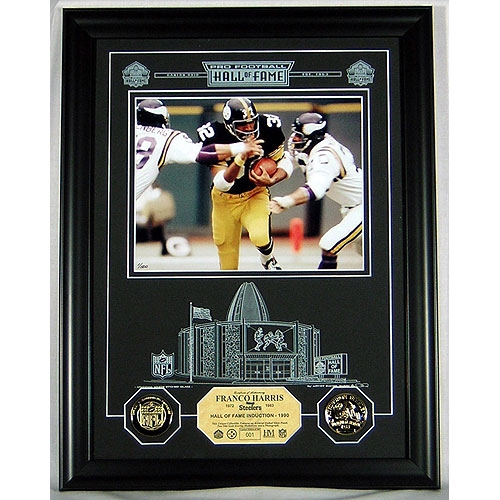 Highland Mint 12NFLHOFFHEGPK Franco Harris HOF Archival Etched Glass Photomint