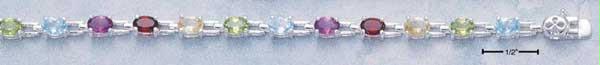 Sterling Silver 7 Inch InchRainbow Inch GemStone Bracelet