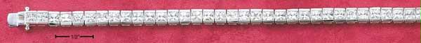 Sterling Silver 7 Inch Channel Set Princess Cut Cubic Zirconia Tennis Bracelet