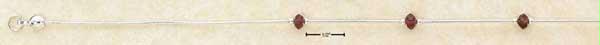 Sterling Silver 7 Inch Liquid Silver with 3 Garnet Chip Bracelet