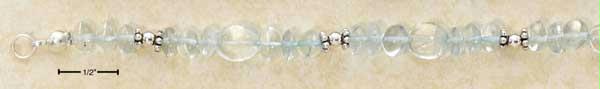 Sterling Silver 7 Inch Blue Topaz with SS Beaded Spacers Bracelet