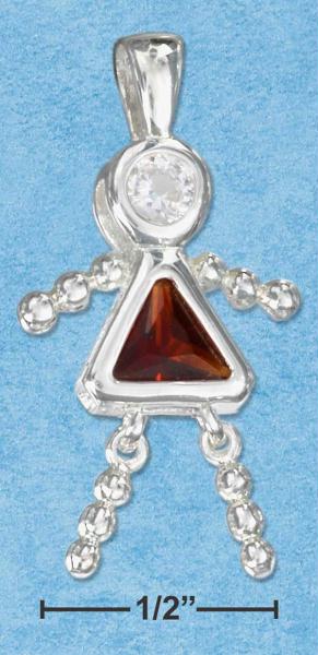 Sterling Silver January Cubic Zirconia BirthStone Girl Pendant