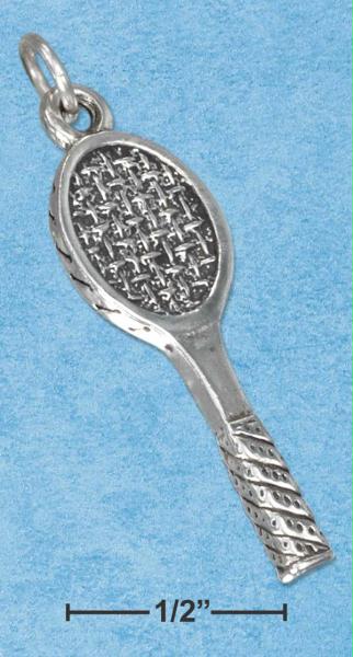 Sterling Silver Antiqued Three Dimensional Tennis Racket Charm