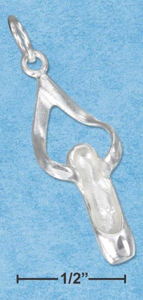 Sterling Silver Diamond Cut Three Dimensional Ballet Slipper Charm by Plum Island Silver