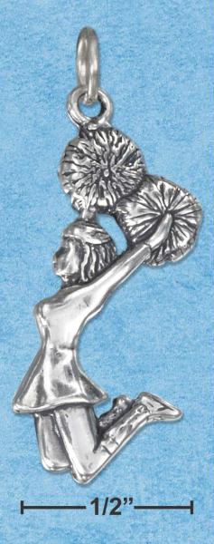 Sterling Silver Antiqued Jumping Cheerleader Charm