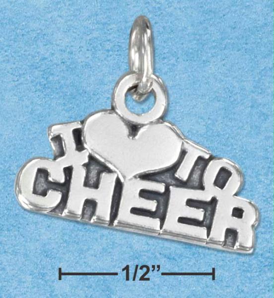 Sterling Silver Antiqued I Heart To Cheer Charm