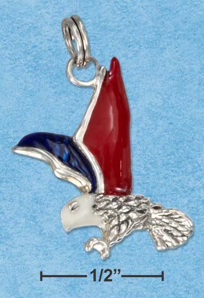 Sterling Silver Enamel 3D Patriotic Eagle Charm