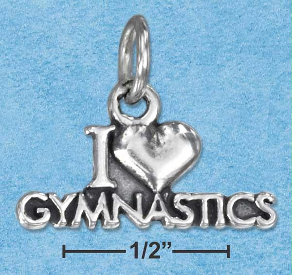 Sterling Silver Antiqued I Heart Gymnastics Charm
