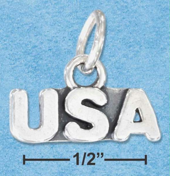 Sterling Silver Antiqued Usa Charm