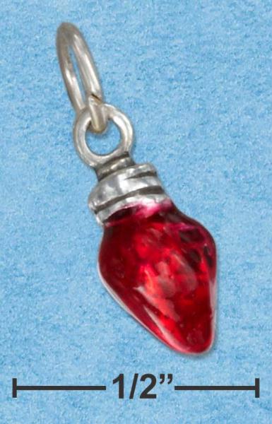 Sterling Silver Enamel 3D Red Christmas Light Bulb Charm
