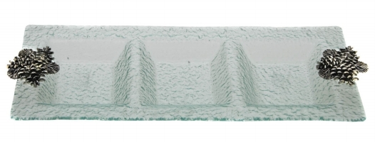 Thirstystone NG029 Glass 3-Section Tray - Pine Cone