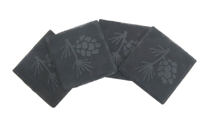 Thirstystone NS018 Slate Coasters - Etched Pine Cone
