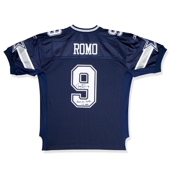 Upper Deck 69320 Tony Romo Autographed Dallas Cowboys Blue Jersey Inscribed Team Record 36 Tds Uda