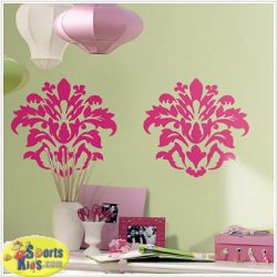 RoomMates RMK1323GM Damask Pink Peel And Stick Wall Appliques