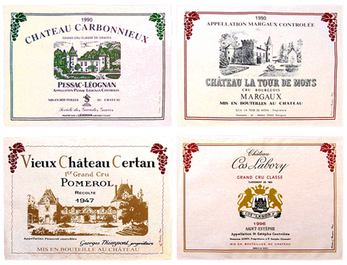 Bordeaux Wine Label Cloth Placemats
