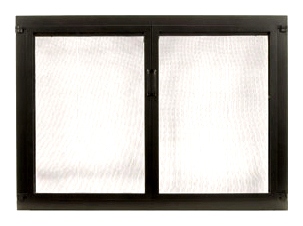 Minuteman S3829 Shaker Twin Glass Fireplace Doors Powder Coat Wrought Iron 38