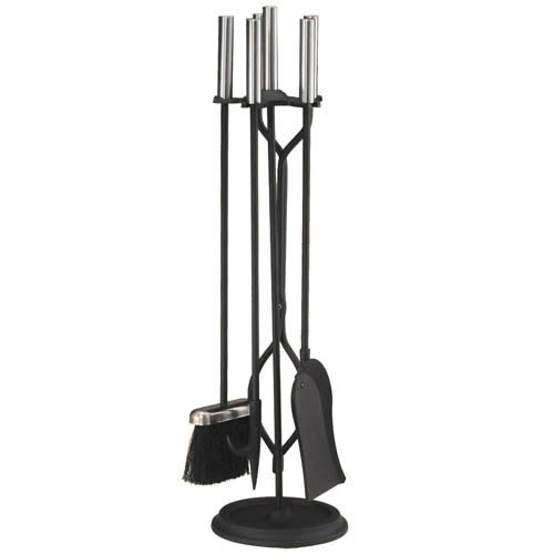 Adams Fireplace X830854 5 Piece Toolset Black with Pewter Handles