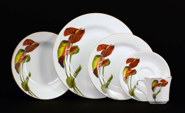 Euland China DSFL2005A Anthurium Dinnerware Set  Service For 8