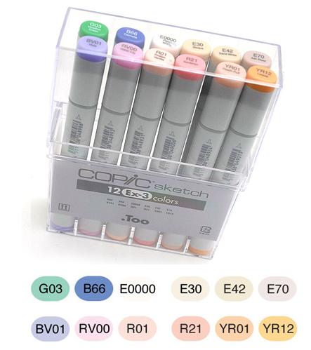 Alvin S12EX3 Ex3 Copic Sketch Markers Set of 12