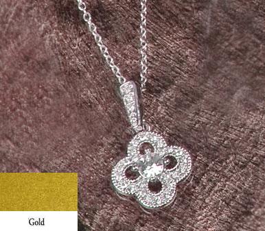 56-2215/gol Wedding Jewelry - Crystal Clover Necklace Pendant - Gold