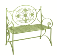 CBK 21450 Bench Grill Design In Back Scrolled Arms Slats Seat Kd lime Iron