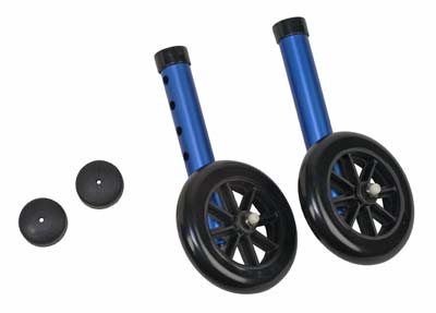 5 Inch Non-swivel Wheels And Caps - Blue - 1 Pair Each