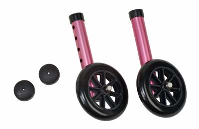 5 Inch Non-swivel Wheels And Caps - Pink - 1 Pair Each