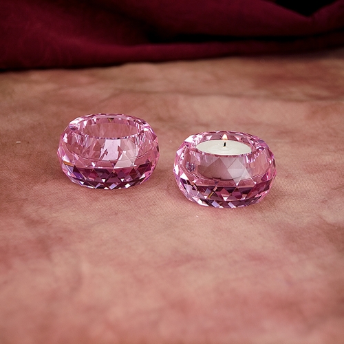 Godinger 53704 Pair of Pink Tealight Candle Holders