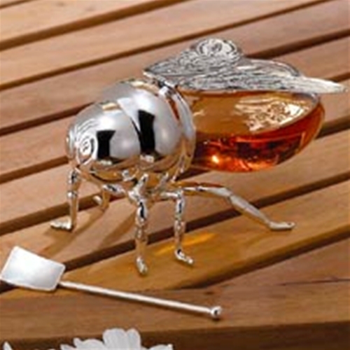 1663 Silver Plated Bee Honey Jar
