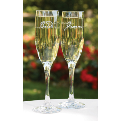 Hortense B. Hewitt 50385P Bride And Groom Script Flutes