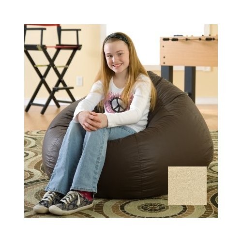Hudson Industries 30012846820 Round Leather-Look Vinyl 128-Inch Beanbag Chair - Tan