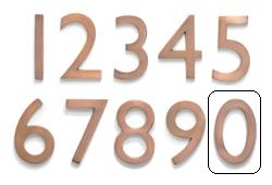 3582ac-0 Solid Cast Brass 4 Inch Floating House Number Antique Copper "0"