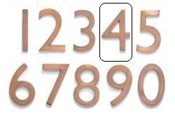 3582ac-4 Solid Cast Brass 4 Inch Floating House Number Antique Copper "4"