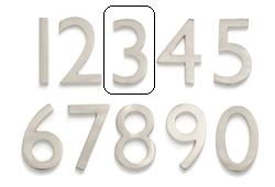 Solid Cast Brass 4 Inch Floating House Number Satin Nickel "3"