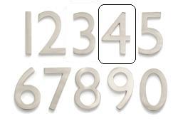 Solid Cast Brass 4 Inch Floating House Number Satin Nickel "4"