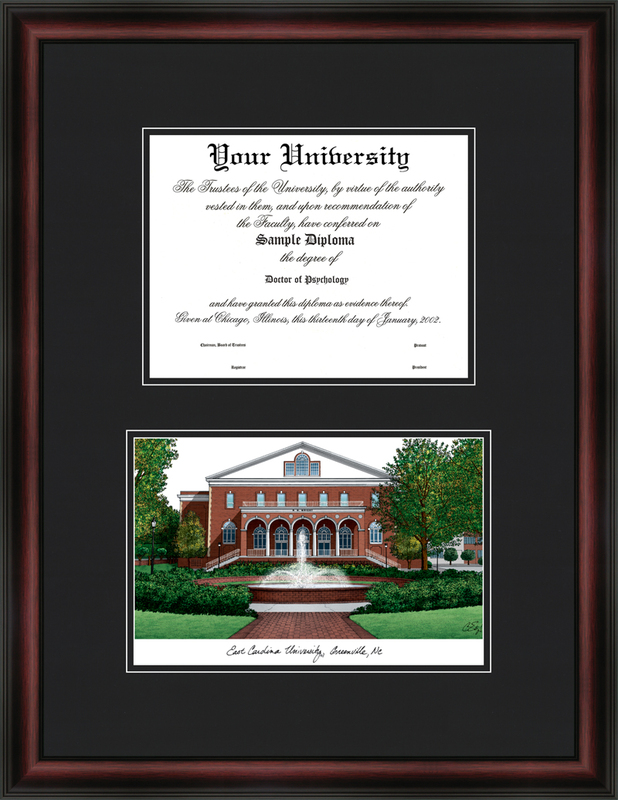 Campus Images NC995D East Carolina University Diplomate Lithograph Frame