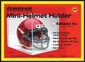 Creative Sports BQ-MINIHELMET-UV-FULLCASE BallQube UV Protected Mini Football Helmet Display Case-Holder- Case of 8