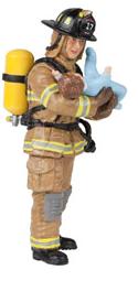 Papo 70009 Yellow US Fireman With Baby Figure
