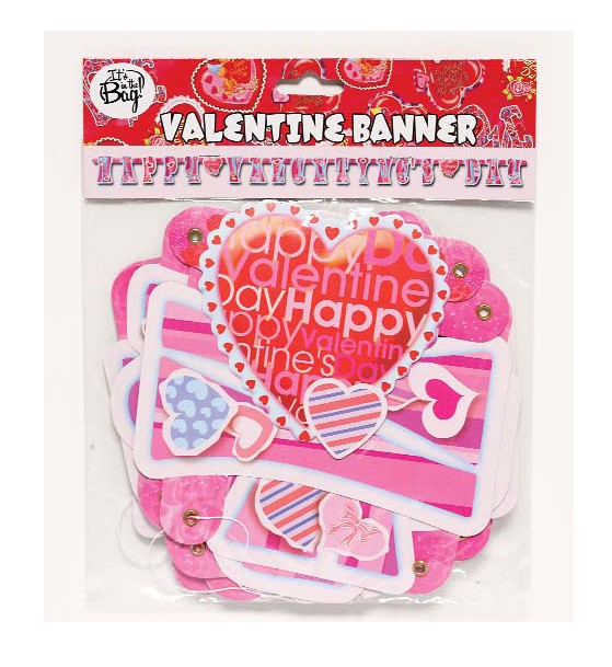 Its In The Bag 83409 Happy Valentines Day Banner - Pack of 72