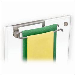 LYNK 611700DS Over Cabinet Door Organizer With Pivoting Towel Bar - Satin-Nickel