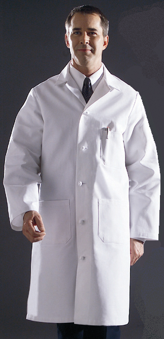 Medline 317TNS30 Lab Coat Menapos;s White Full Knot Button Size 30