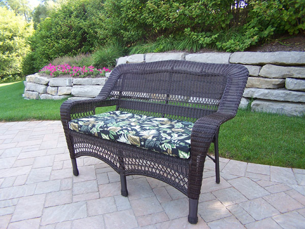 Oakland Living Corporation 90027LALBFCF Resin Wicker Aluminum Frame Loveseat wit
