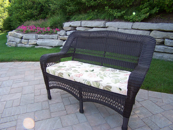 Oakland Living Corporation 90027LALFLCF Resin Wicker Aluminum Frame Loveseat wit