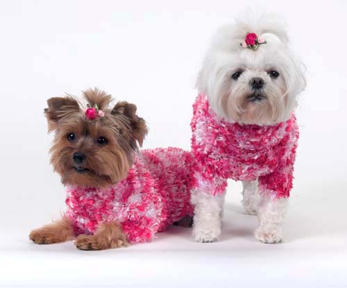 A Pets World 0717080210 Funky Fur Tonal Pink Eyelash Yarn Dog sweater