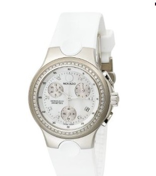 Movado 2600051 Womenapos;s Series 800 Diamond Accented White Silicon Strap Watch
