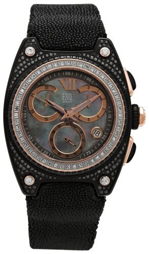Esq Swiss 07101316 Womenapos;s Fusion Diamond Accented Chronograph Stingray Strap Watch