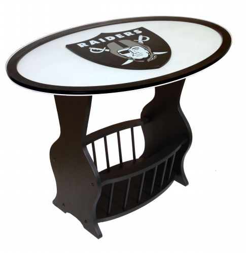 Adventure Furniture N0537OAK Oakland Raiders Logo End Table